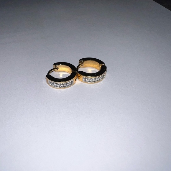 Worn Once Like New Gold Plated Earrings Huggie - Picture 2 of 4
